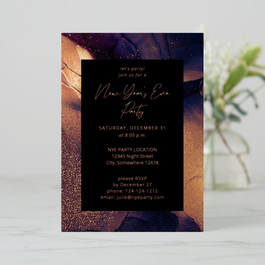 ナイテグローニューイヤー大晦日パーティー 箔招待状 (立ち正面)