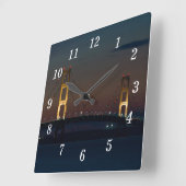 ナイトアットマッキナックブリッジの壁時計 スクエア壁時計 (傾斜)