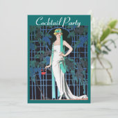 ナイトアニバーサリーカクテルパーティーの赤いバラ 招待状 (スタンド正面)