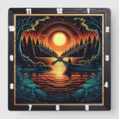 ナイトアングラーの夢 スクエア壁時計 (正面)