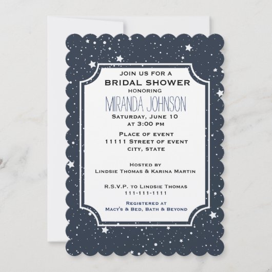 ナイトアンダーザスターズブライダルシャワー 招待状 (正面)