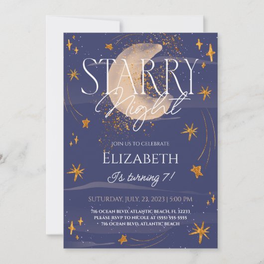 ナイトアンダーザスターズ誕生日招待状 招待状 (正面)