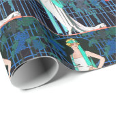 ナイトアートデコビューティファッションの赤いバラ ラッピングペーパー (ロールコーナー)