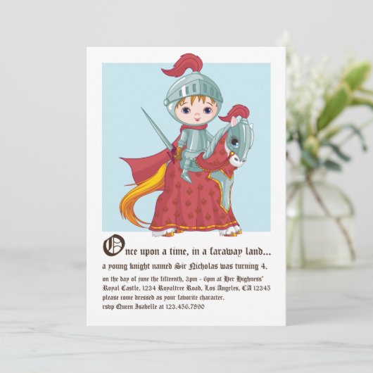ナイトインアーマー輝く誕生日招待状 招待状 (スタンド正面)