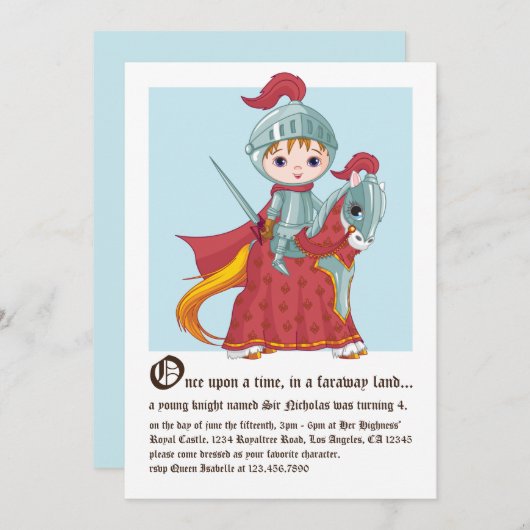 ナイトインアーマー輝く誕生日招待状 招待状 (正面/裏面)