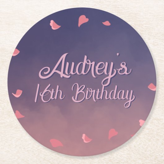 ナイトインパリ誕生日 ラウンドペーパーコースター (正面)