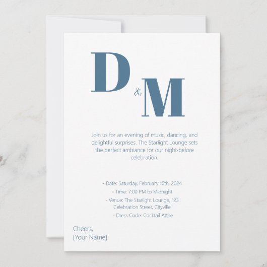 ナイトウィーソーリーホワイトミニマルデザイン 招待状 (裏面)