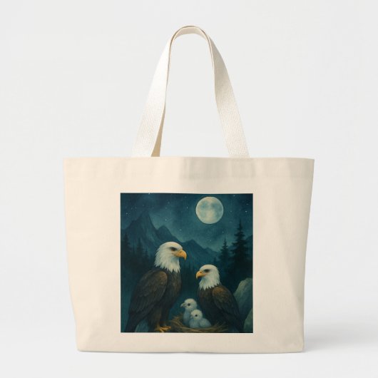 ナイトウォッチ – 星の下のイーグル家族 ラージトートバッグ (正面)