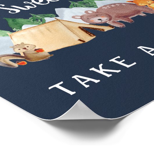 ナイトウッドランドの動物の赤ちゃんシャワーを浴びる ポスター (角)