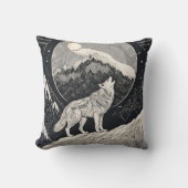 ナイトウルフハウル – 月光と森の美学 クッション (正面)