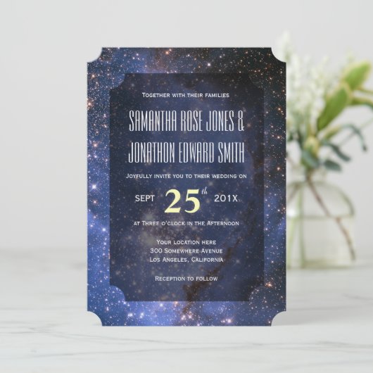 ナイトエレガントスカイ/宇宙テーマ結婚式招待状 招待状 (スタンド正面)