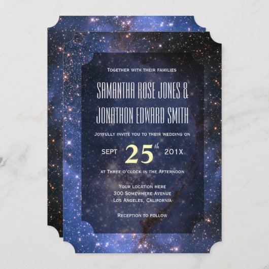 ナイトエレガントスカイ/宇宙テーマ結婚式招待状 招待状 (正面/裏面)
