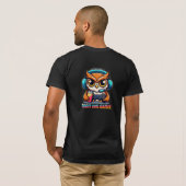 ナイトオウルゲーマーマスコット楽しいゲームイラスト Tシャツ (裏面フル)