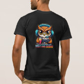 ナイトオウルゲーマーマスコット楽しいゲームイラスト Tシャツ (裏面)
