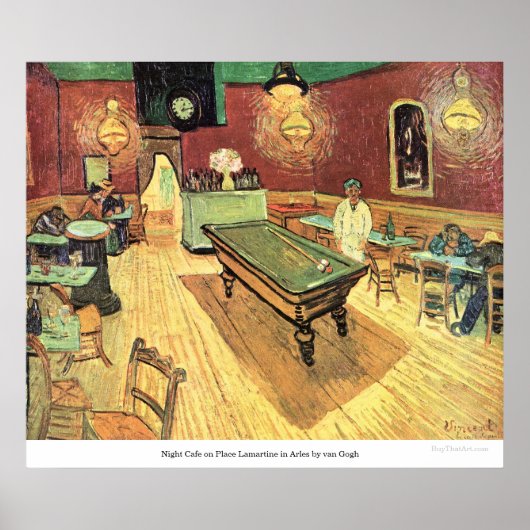 ナイトカフェオンプレイスラマルティーヌインアルルズバイヴァンゴッホ ポスター (正面)