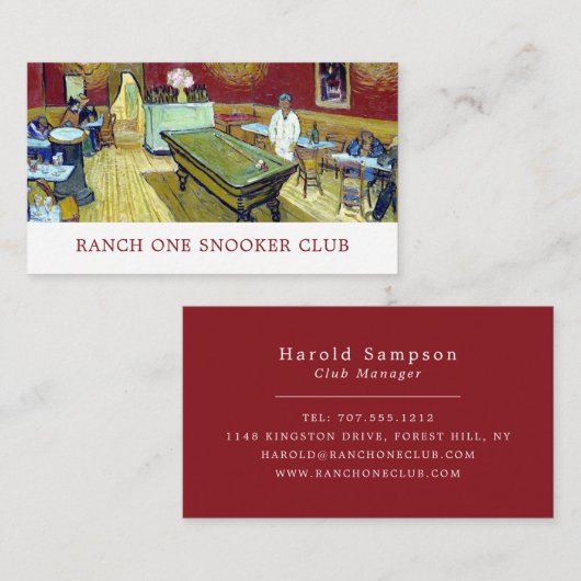 ナイトカフェ，ファンゴッホ，プール&スヌーカープレーヤー/クラブ 名刺 (正面/裏面)