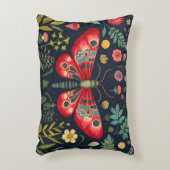 ナイトガーデンの中の赤い蛾 アクセントクッション (正面(垂直))