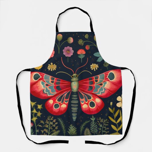 ナイトガーデンの中の赤い蛾 エプロン (正面)