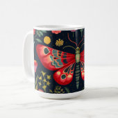 ナイトガーデンの中の赤い蛾 コーヒーマグカップ (正面左)