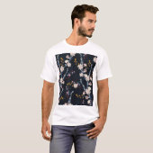 ナイトガーデンフローラネイビーパターン Tシャツ (正面フル)