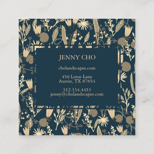 ナイトガーデンボタニカルフローラプラントシモダンック スクエア名刺 (裏面)