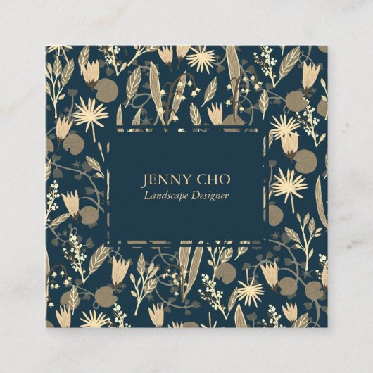 ナイトガーデンボタニカルフローラプラントシモダンック スクエア名刺 (正面)