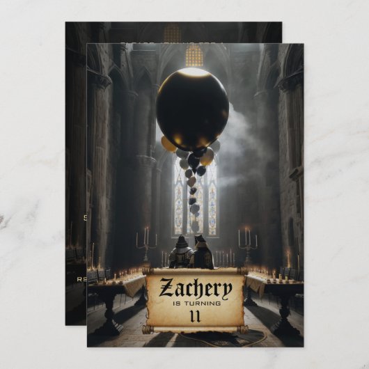 *~*ナイトキャッスルファンタジー中世AP88誕生日 招待状 (正面/裏面)