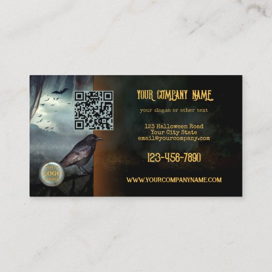 ナイトキャッスル幽霊のよく出るハロウィーンビジネスカード 名刺 (裏面)
