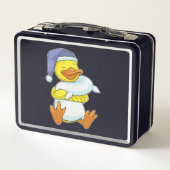 ナイトキャップで眠るアヒル メタルランチボックス (裏面)