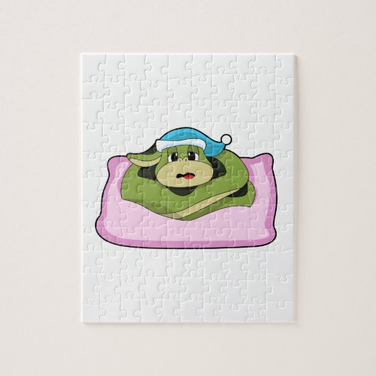 ナイトキャップで眠るヘビ ジグソーパズル (縦)