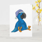 ナイトキャップを被って寝るオウム カード (黄色い花)