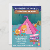 ナイトキャンピングバースデーパーティレッドヘアガールインビタット 招待状 (正面)