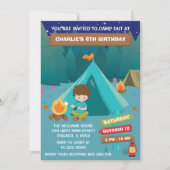 ナイトキャンピングバースデーパーティー茶色の髪の男の子Invita 招待状 (正面)