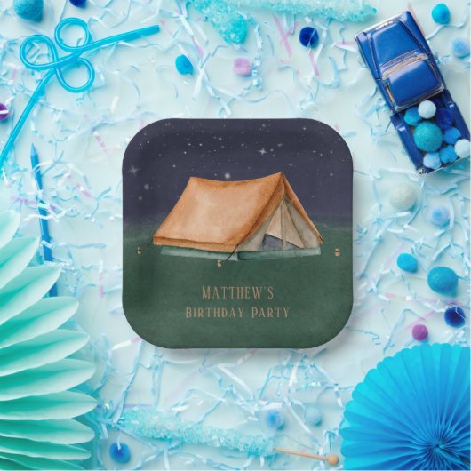 ナイトキャンプボーイバースデーパーティー ペーパープレート (パーティー)