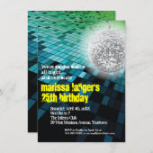 ナイトクラブのフロアとミラーボールパーティー 招待状 (正面/裏面)