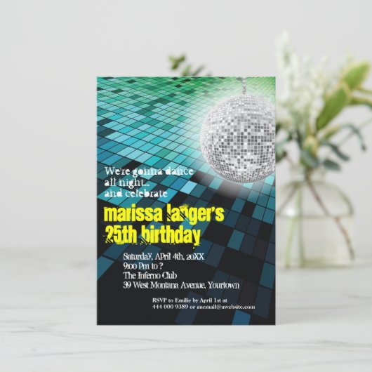 ナイトクラブのフロアとミラーボールパーティ 招待状 (スタンド正面)