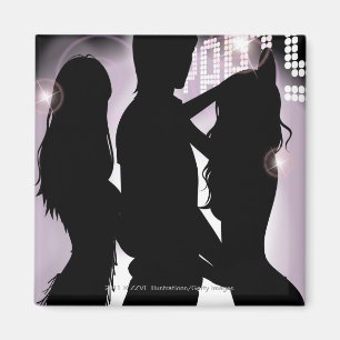 ナイトクラブの女性との人の踊りのプロフィール マグネット