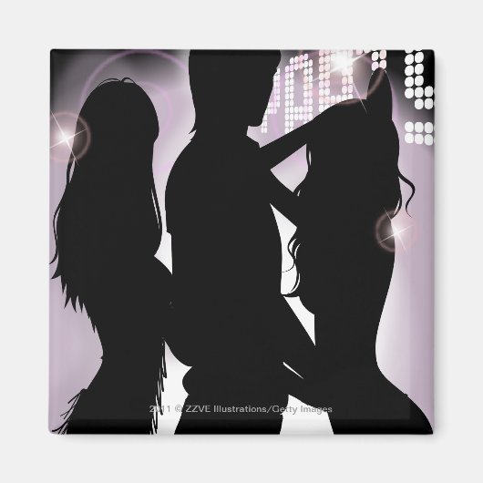 ナイトクラブの女性と男性踊りのプロフィール マグネット (正面)