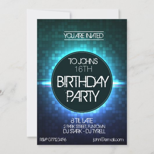 ナイトクラブスタイル誕生日招待状 招待状 (正面)