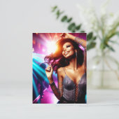 ナイトクラブデジタルアートの美しい女性踊り ポストカード (スタンド正面)