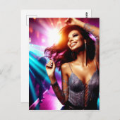 ナイトクラブデジタルアートの美しい女性踊り ポストカード (正面/裏面)