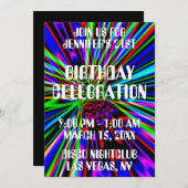 ナイトクラブネオン爆発21歳の誕生日 招待状 (正面/裏面)