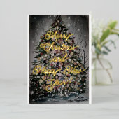 ナイトクリスマス – メリークリスマスハッピーニューイヤー 箔シーズンカード (立ち正面)