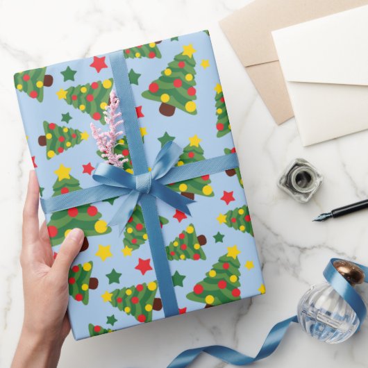 ナイトクリ静かスマスツリー&スターライトブルー ラッピングペーパー (ギフト)