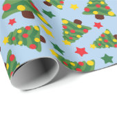 ナイトクリ静かスマスツリー&スターライトブルー ラッピングペーパー (ロールコーナー)