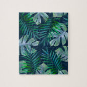 ナイトグリーン熱帯葉 ジグソーパズル (縦)