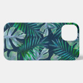 ナイトグリーン熱帯葉 iPhoneケース (裏面横)