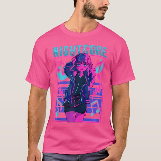 ナイトコア日本の音楽アニメ美学マンガEdm Tシャツ (正面)