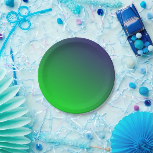 ナイトゴルフブルー+グリーングラデーション紙プレート ペーパープレート (パーティー)