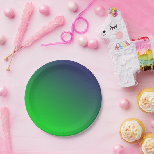 ナイトゴルフブルー+グリーングラデーション紙プレート ペーパープレート (パーティー)